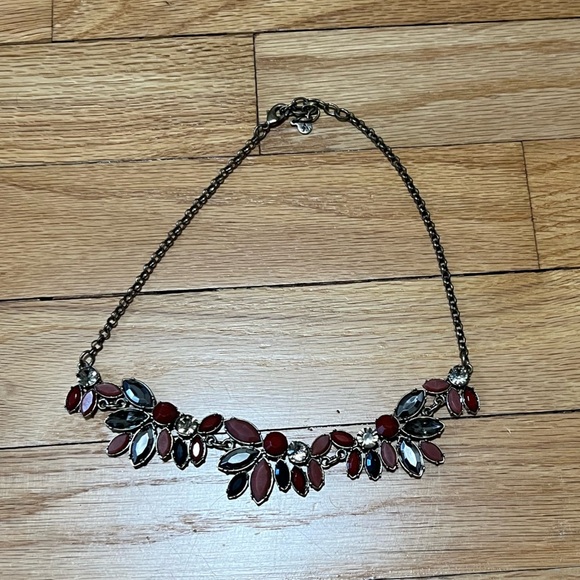 LOFT Jewelry - Loft Jewel Statement Necklace Maroon and Grey Jewels